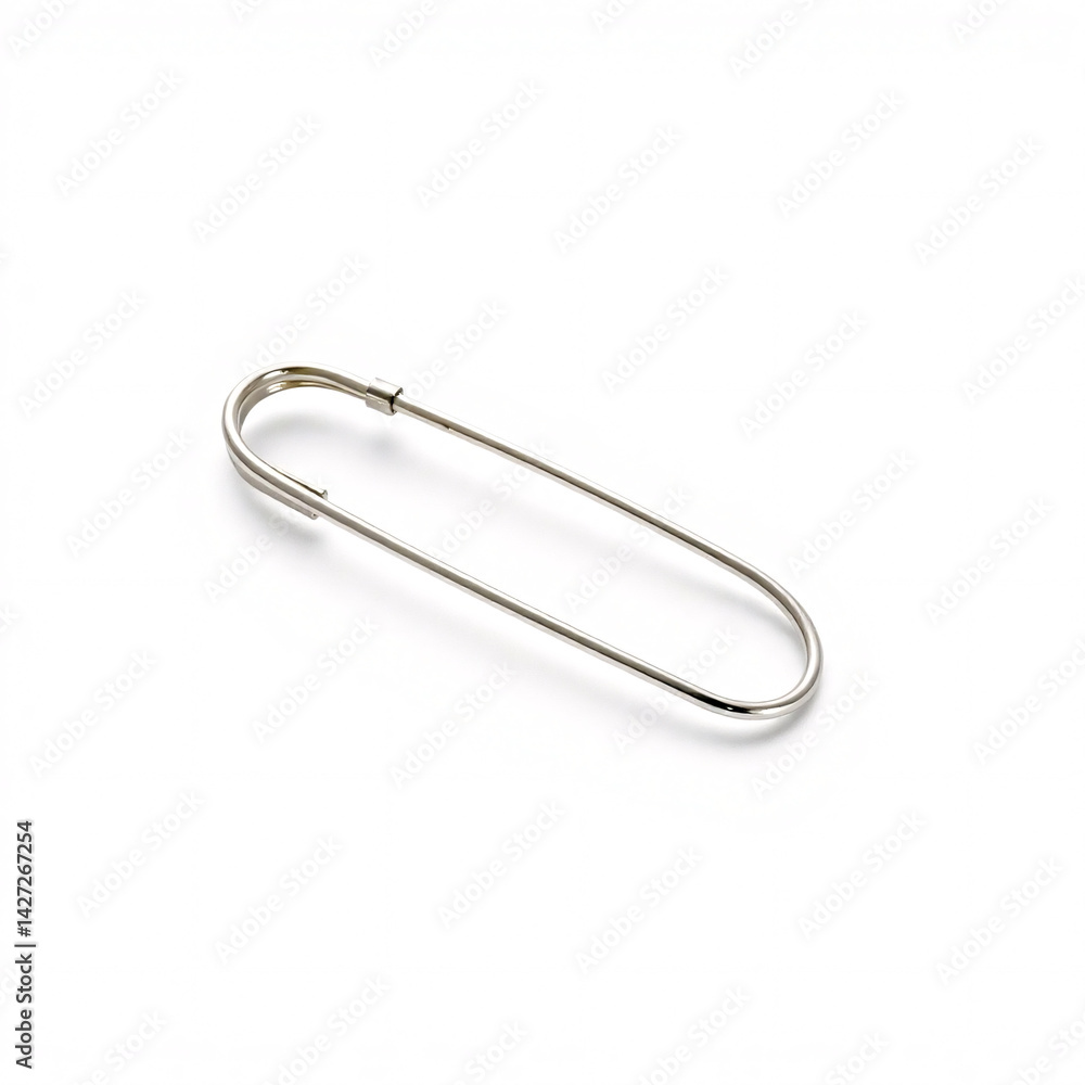 Isolated silver safety pin on white create with generative ai Isolated silver safety pin on white create with generative ai
