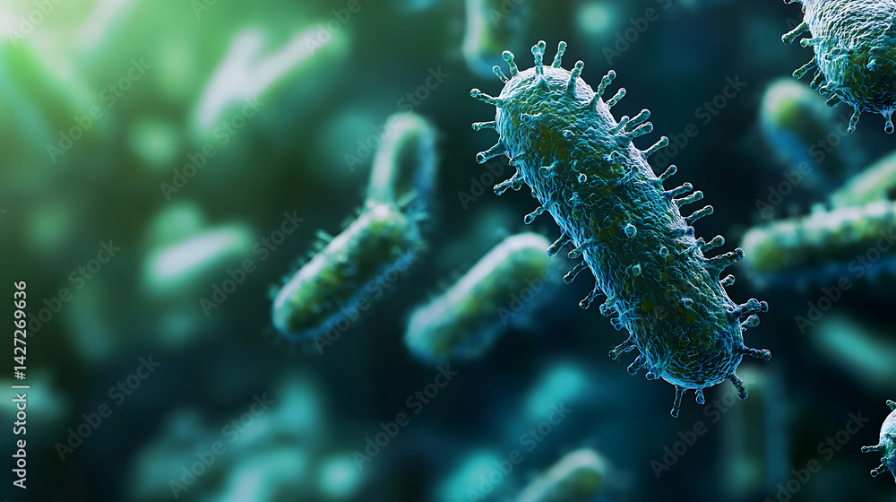 Fototapeta premium Microscopy and Microorganisms and copy space for text “Collect samples from various sources (pond water, soil, etc.) and observe them under a microscope. Identify different microorganisms