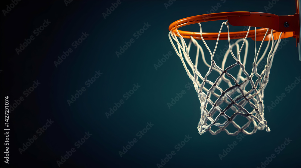 Basketball Hoop With Net Against Dark Background Basketball Hoop With Net Against Dark Background