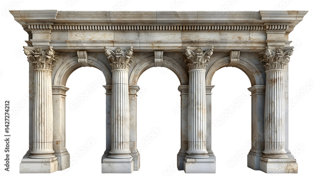 Roman Archway Antique Marble Columns for Classical Building Entrance. Roman Archway Antique Marble Columns for Classical Building Entrance.
