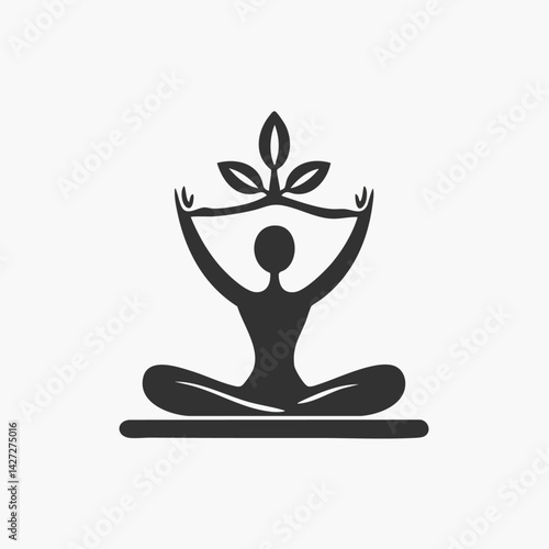 Tree Pose - Vector icon, isolated on white background  -  