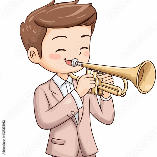 Trumpeter - Vector icon, isolated on white background  -  