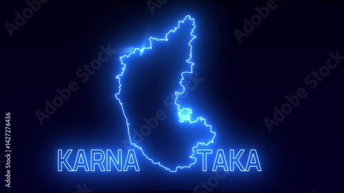 Karnataka India State Map Glowing Effect 4K Video