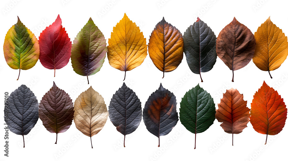 Obraz premium Autumn Leaves Collection Vibrant Fall Colors, Botanical Design Elements.