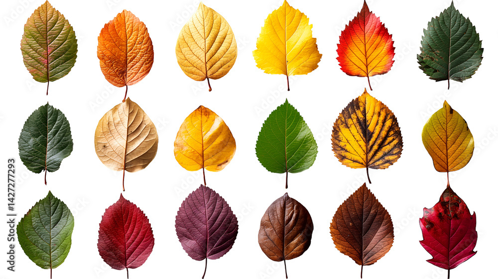 Obraz premium Seasonal Autumn Leaves Vibrant Fall Colors, Nature Design Elements.