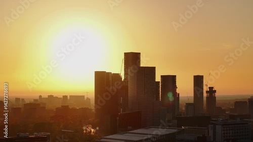 Golden Sunset Over Manchester City Skyline, UK