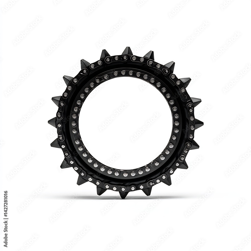 Motorcycle chain coiled around a spiked tire Motorcycle chain coiled around a spiked tire