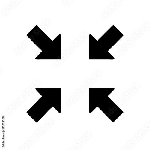 Four black arrows pointing towards the center on a white background in a square arrangement