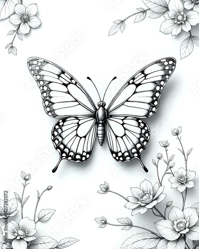 Wallpaper Mural butterfly on white background Torontodigital.ca