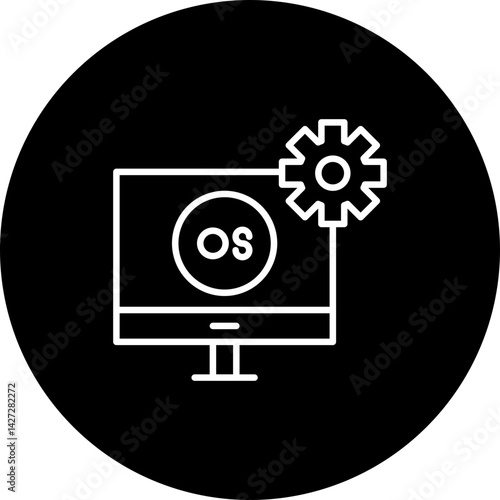Operating System Vector Line Black Circle Icon Design