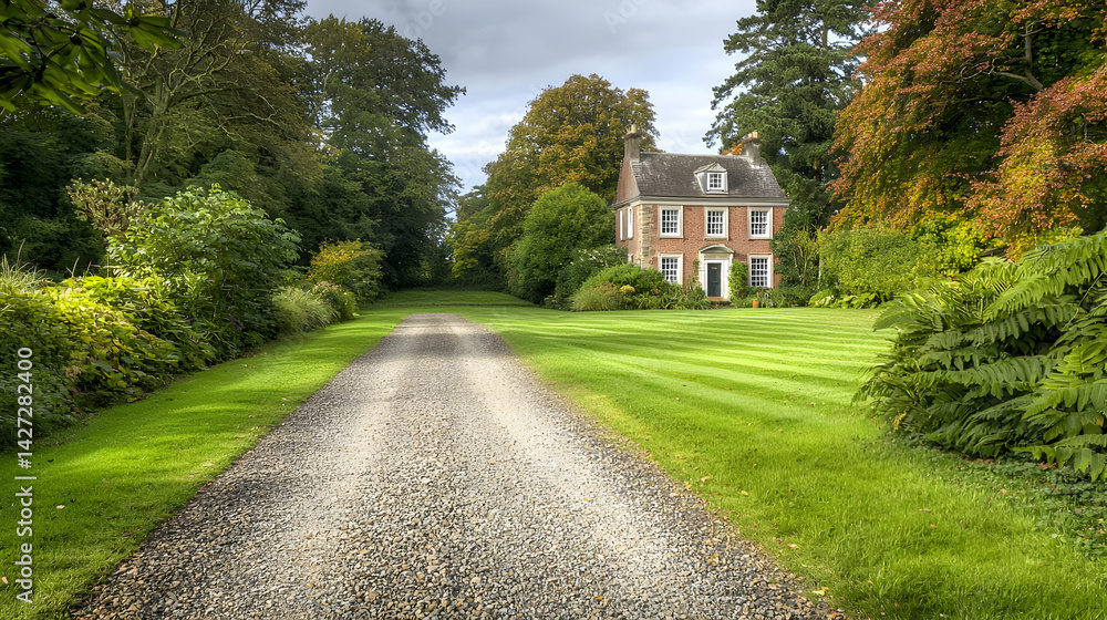 Countryside House with Gravel Path and Lush Garden Countryside House with Gravel Path and Lush Garden