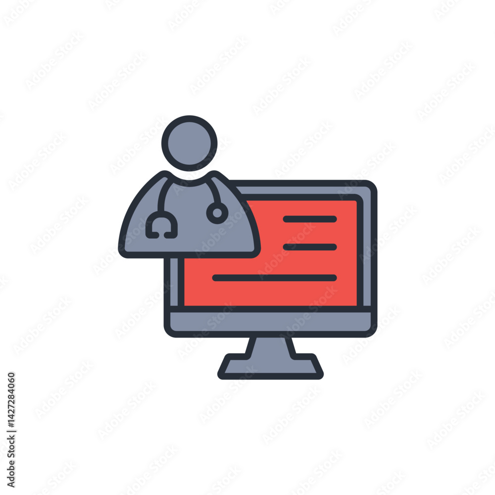 online doctor icon. vector.Editable stroke.linear style sign for use web design,logo.Symbol illustration. online doctor icon. vector.Editable stroke.linear style sign for use web design,logo.Symbol illustration.