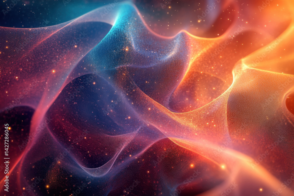 Colorful waves and stars on abstract background, blending vivid hues in a mesmerizing display of light and movement. Colorful waves and stars on abstract background, blending vivid hues in a mesmerizing display of light and movement.