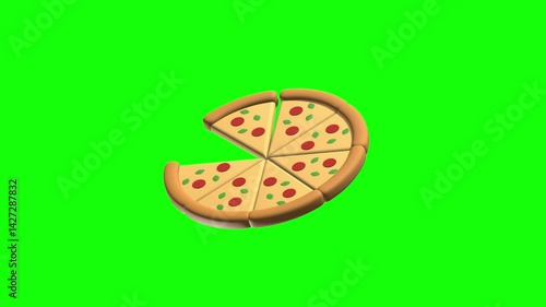 Pizza Loading Animated 3D Icon with green screen