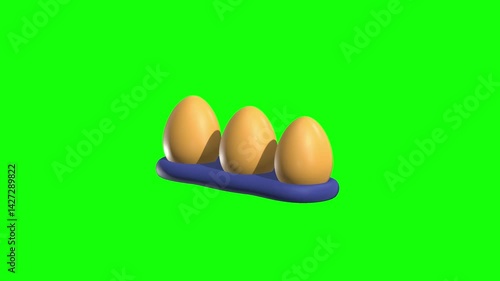 Eggs Loading Animated 3D Icon with green screen