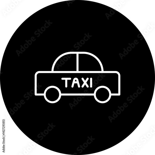 Taxi Vector Line Black Circle Icon Design