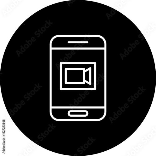 Video Call Vector Line Black Circle Icon Design