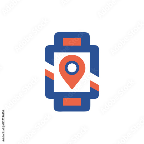 GPS smartwatch icon with location pin in vibrant colors  