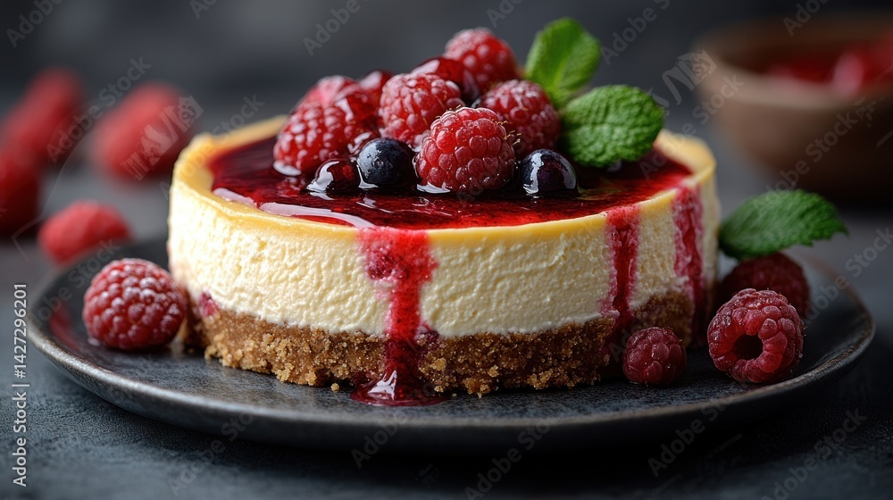 Delicious Raspberry Cheesecake with Berry Glaze Delicious Raspberry Cheesecake with Berry Glaze