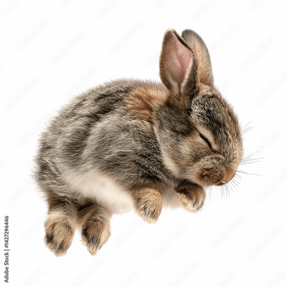 Fototapeta premium Adorable Sleeping Bunny Rabbit, Close-Up Studio Shot