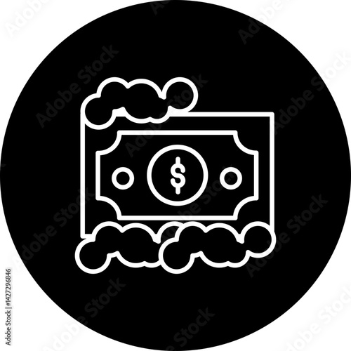 Money Laundering  Vector Line Black Circle Icon Design