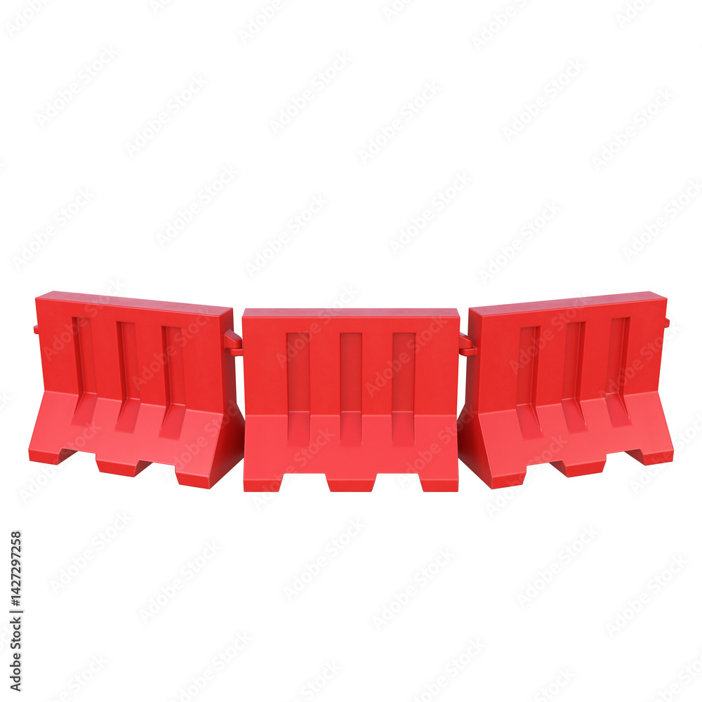 Fototapeta premium Plastic Road Barrier, 3d illustration isolated on white background