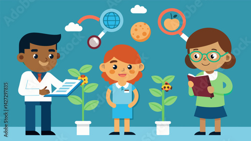 Kids will understand the process of cloning and its potential uses in medical and agricultural fields.. Vector illustration