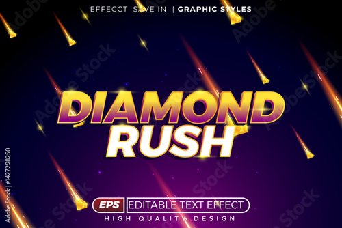 Editable 3d text effect diamond rush