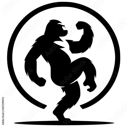 Silhouette of a gorilla in a funny pose