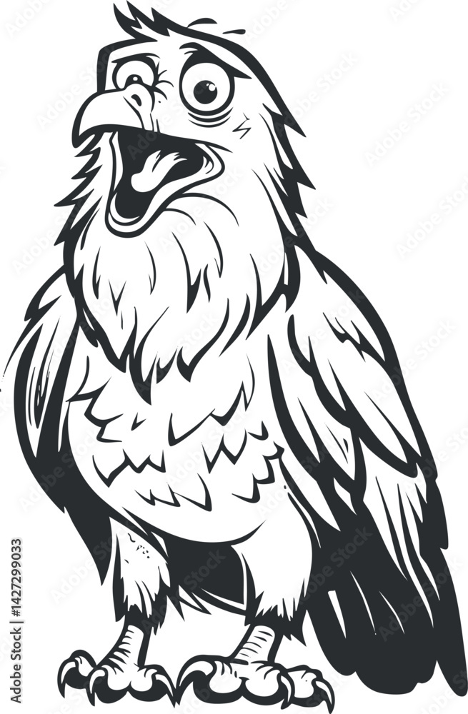 Obraz premium A cheerful cartoon eagle character with a playful expression, designed for fun and entertainment.