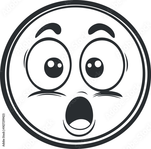 A surprised cartoon face emoji with large eyes and an open mouth expressing shock and excitement.