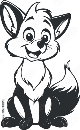 A cheerful cartoon fox character with a playful expression and a bushy tail.