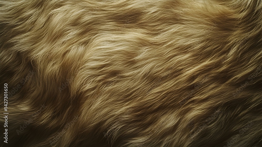 Naklejka premium Close-up of soft, flowing golden fur texture. Perfect for backgrounds, textures, or design elements.