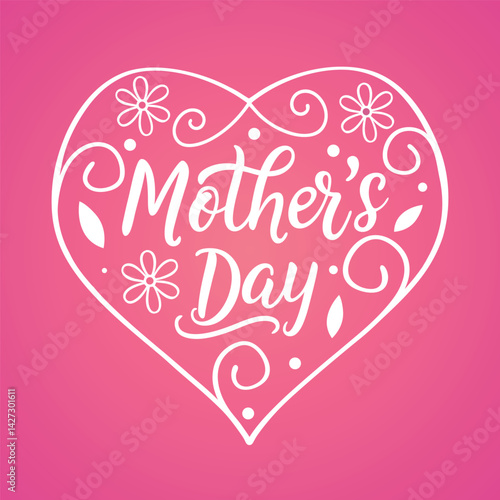 Happy Mother's Day Heart Outline vector art