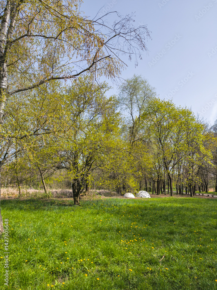 Spring Landscape of South Park in city of Sofia, Bulgaria