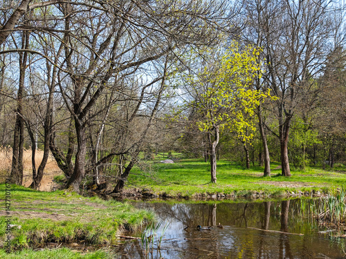 Obraz na płótnie Spring Landscape of South Park in city of Sofia, Bulgaria w salonie