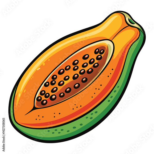 Papaya Half Showing Seeds