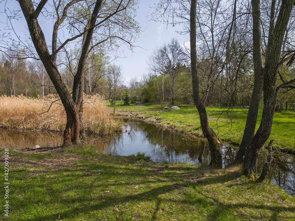 Spring Landscape of South Park in city of Sofia, Bulgaria