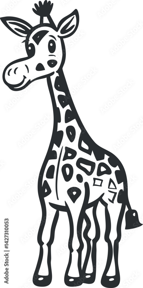 Obraz premium A playful cartoon giraffe illustration suitable for children's books and educational materials.