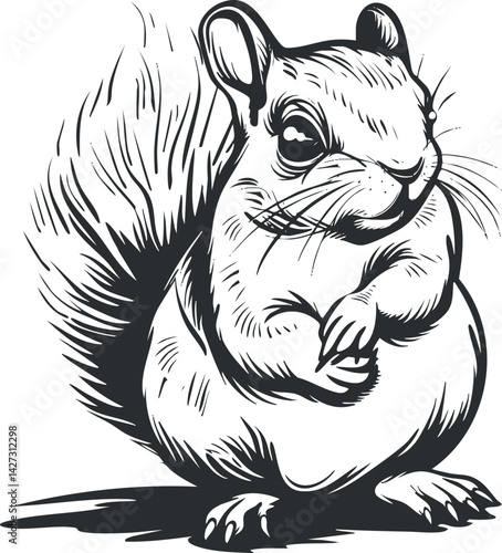 A charming illustration of a cute cartoon squirrel with a bushy tail and playful expression.