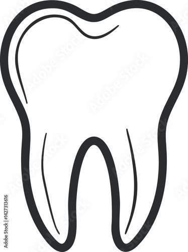 Simple and clean illustration of a tooth representing dental health and hygiene.