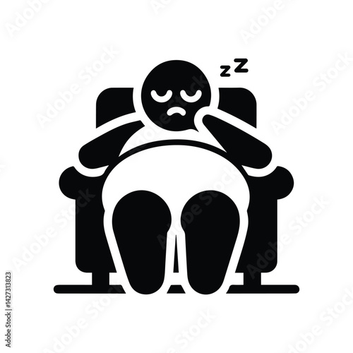fat obese man fell asleep in chair, sedentary lifestyle, pathological excess weight