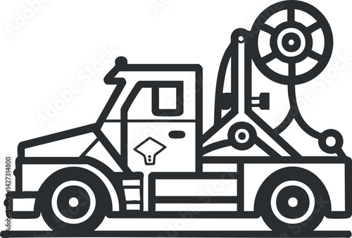 Illustration of a towing truck designed for roadside assistance and vehicle recovery services.