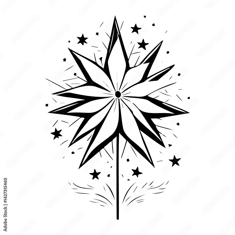 Fototapeta premium Abstract Starburst Design Black and White Minimal