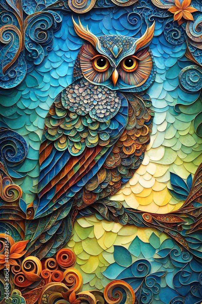 Naklejka premium owl on a tree