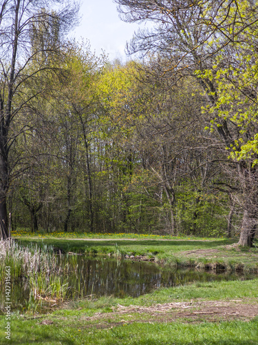 Obraz na płótnie Spring Landscape of South Park in city of Sofia, Bulgaria w salonie