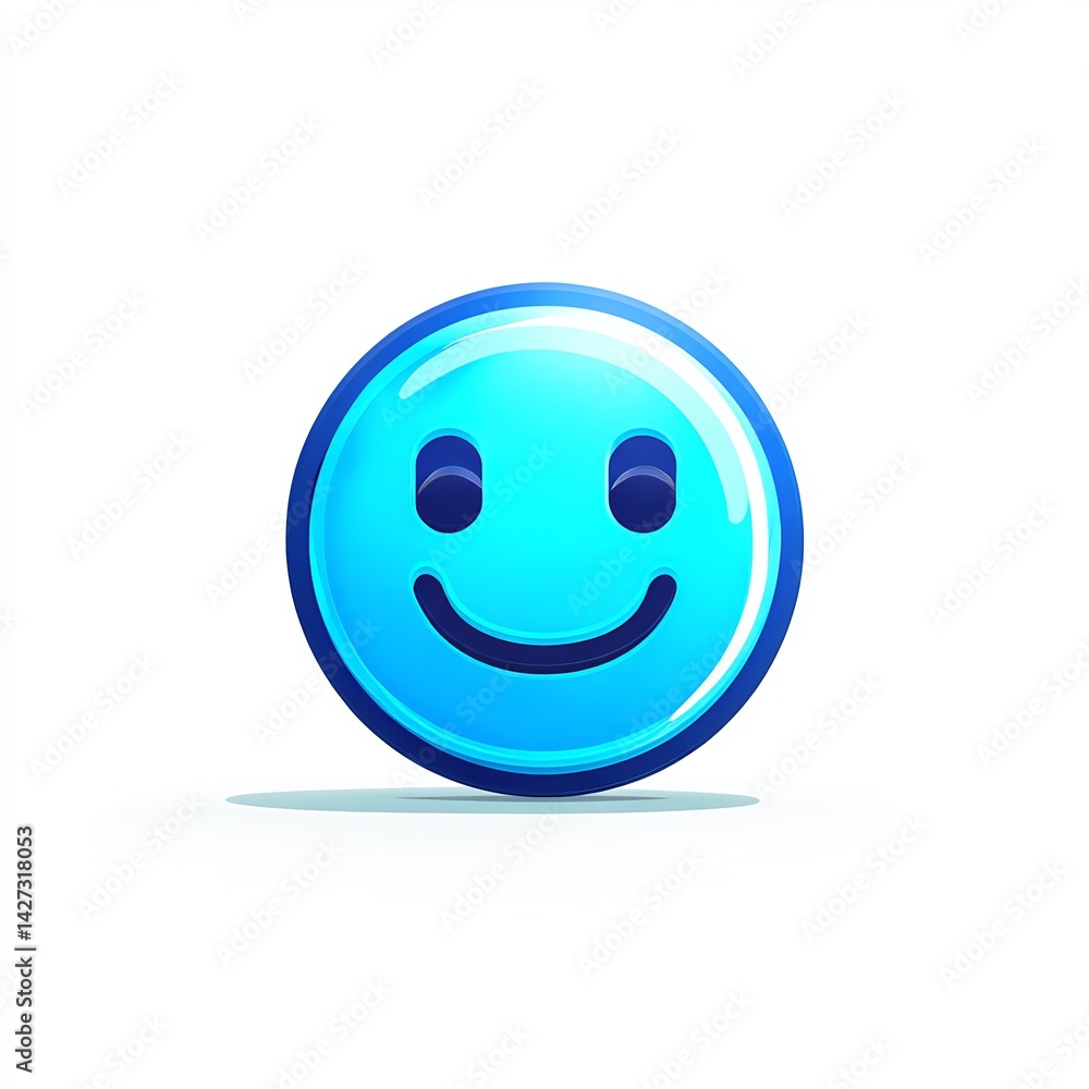 Fototapeta premium Blue relieved face emoji