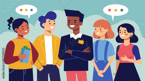 A group of actors discussing the high cost of attending acting school and the sacrifices they have to make in order to pursue their dreams.. Vector illustration