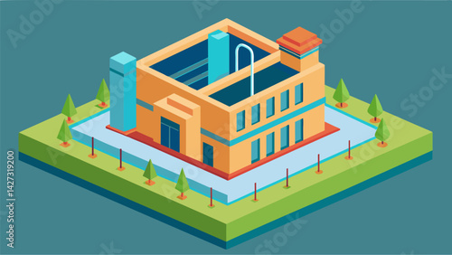 The model serves as a visual aid for construction crews helping them understand the layout and design of the building.. Vector illustration