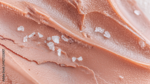 Obraz na płótnie Chocolate ice cream with scattered salt crystals – macro dessert texture w salonie